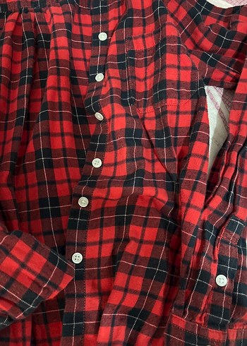 Kadın Kırmızı Kareli Uzun Kollu Gömlek - Görsel 3