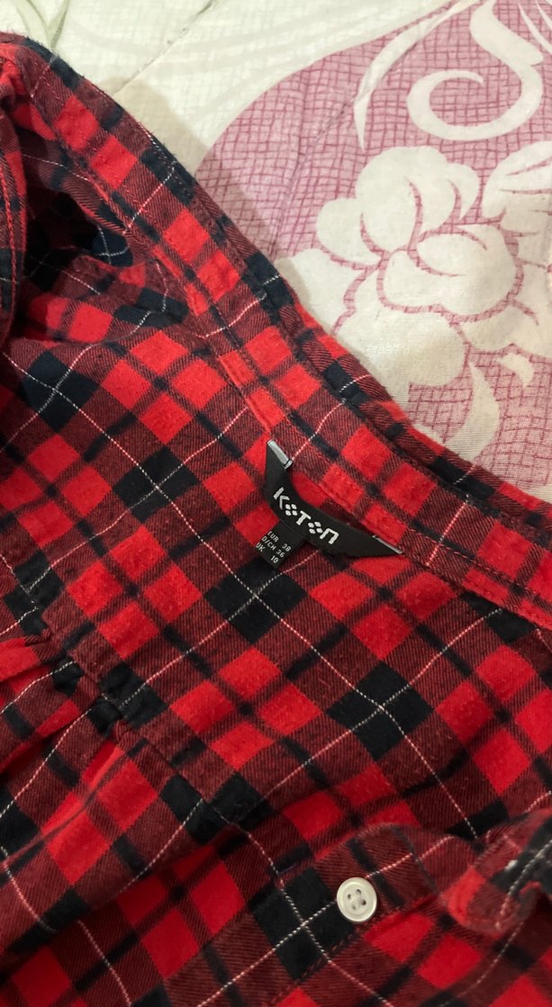 Kadın Kırmızı Kareli Uzun Kollu Gömlek - Görsel 2