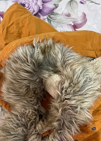 Düğmeli turuncu kahve tonları mont - Görsel 4