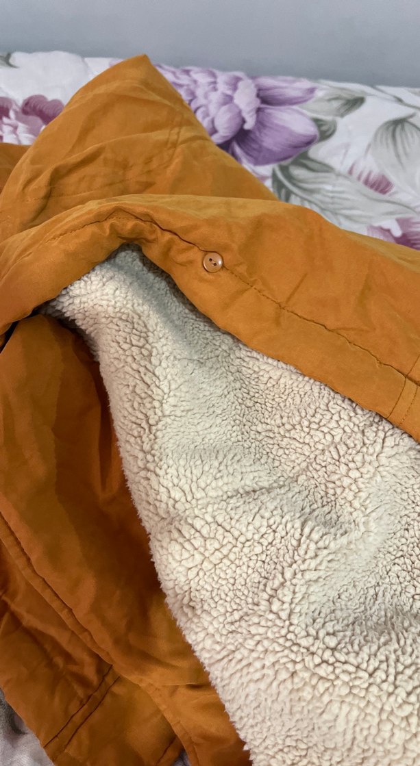 Düğmeli turuncu kahve tonları mont - Görsel 3