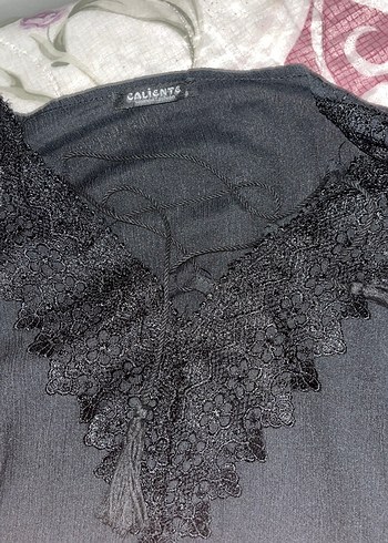 Dantel Detaylı Siyah Gotik Uzun Kollu Bluz - Görsel 2