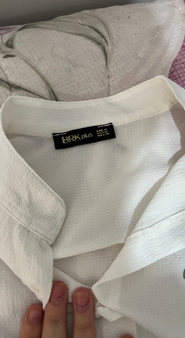 Nakışlı Beyaz Pamuklu Kadın Gömlek - Görsel 3