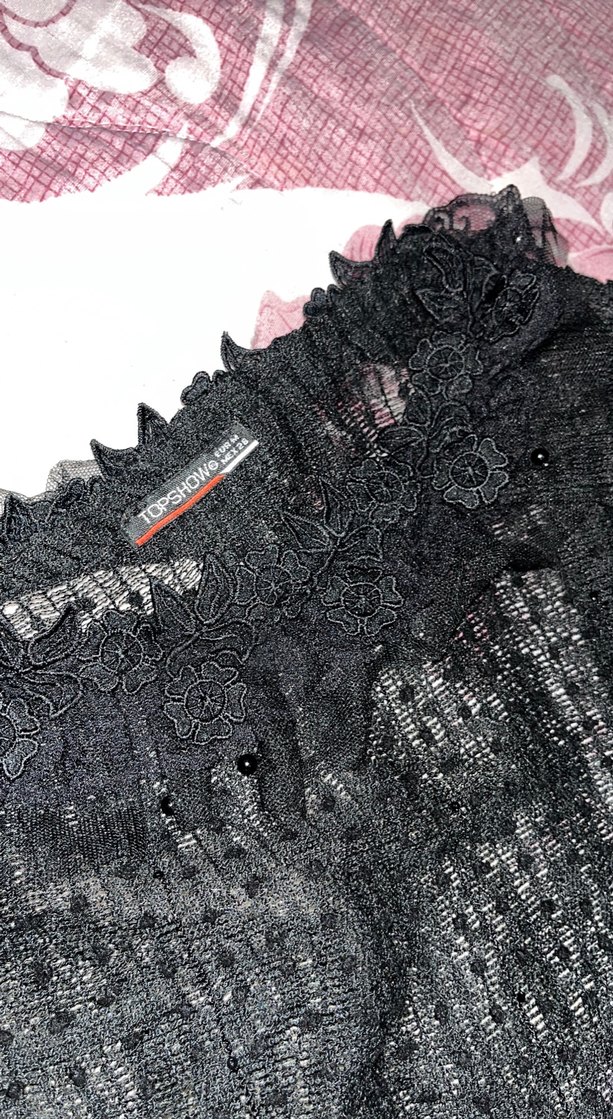 Siyah kadın iç gösteren dantelli üst - Görsel 2