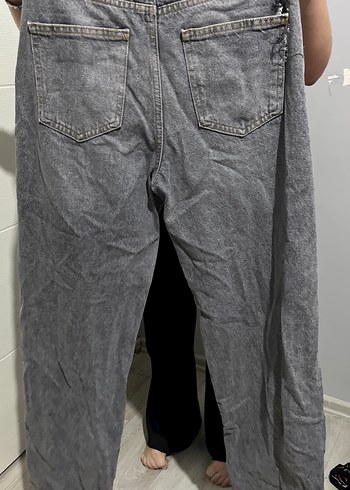 Gri Kadın Denim Salaş Pantolon - Görsel 2