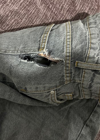 Gri Kadın Denim Salaş Pantolon - Görsel 5