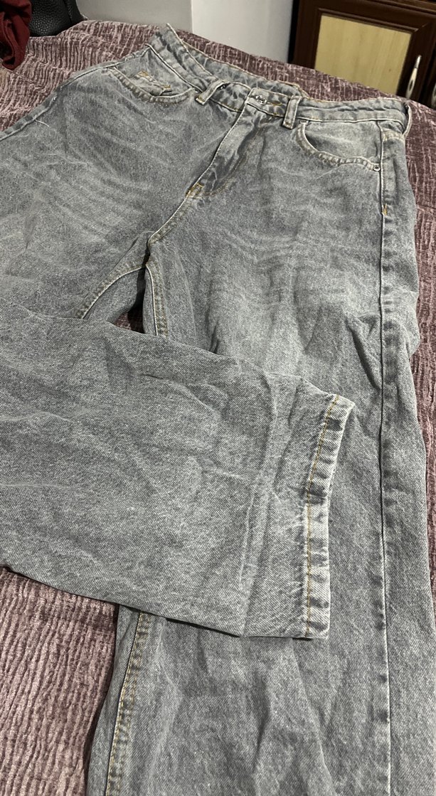 Gri Kadın Denim Salaş Pantolon - Görsel 3