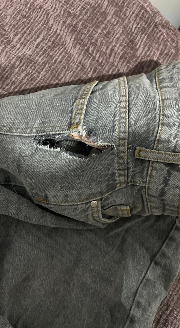 Gri Kadın Denim Salaş Pantolon - Görsel 5