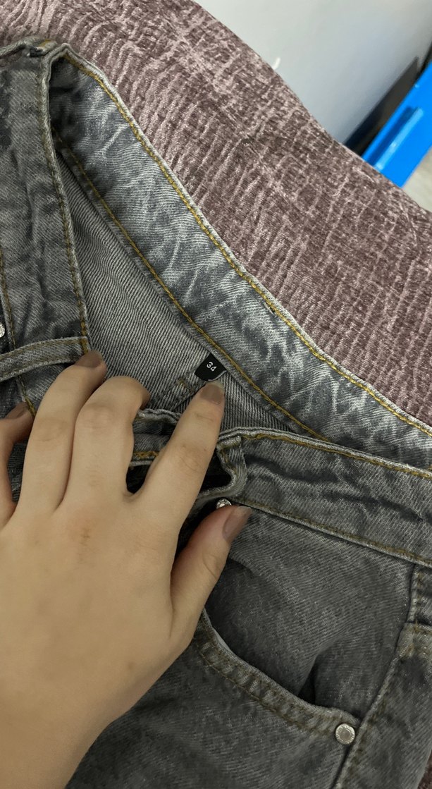 Gri Kadın Denim Salaş Pantolon - Görsel 4