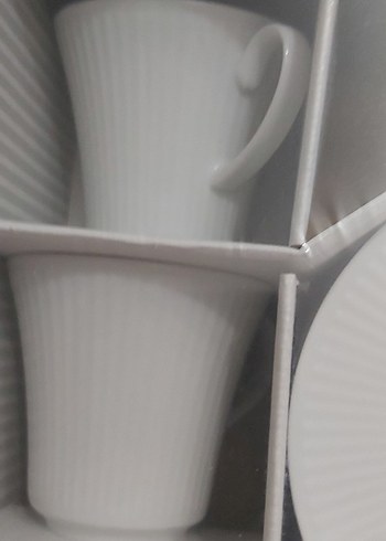 Beyaz Kahve Fincanı ve Tabağı Seti 6 kişilik - Görsel 3