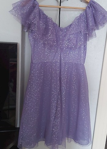 Parlak Mor Straplez  mezuniyet Abiye Elbise - Görsel 2