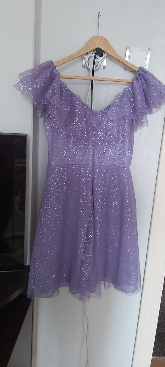 Parlak Mor Straplez  mezuniyet Abiye Elbise - Görsel 2