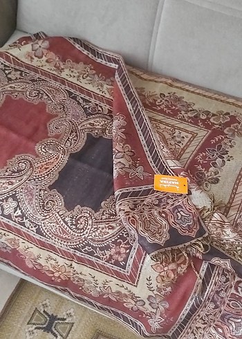 Hafif simli Kahverengi Bohem Kadın Şalı - Görsel 4