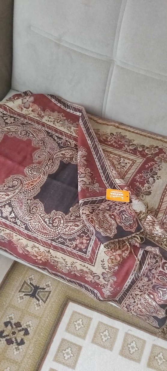 Hafif simli Kahverengi Bohem Kadın Şalı - Görsel 4