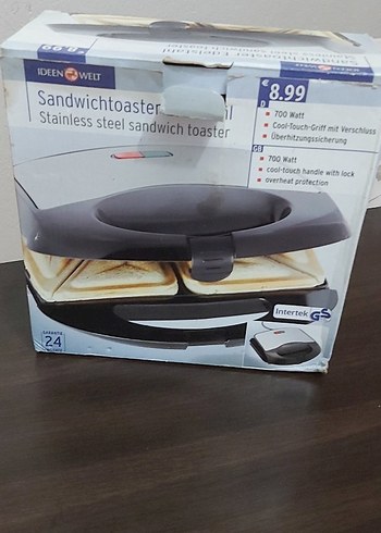 Gri Paslanmaz Çelik Sandviç Waffel Tost Makinesi 700W - Görsel 2