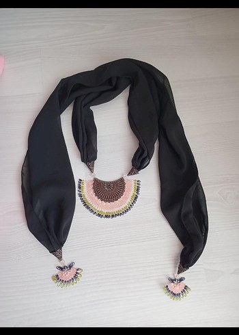 Boncuk İşlemeli Bohem Kadın Fular - Görsel 2