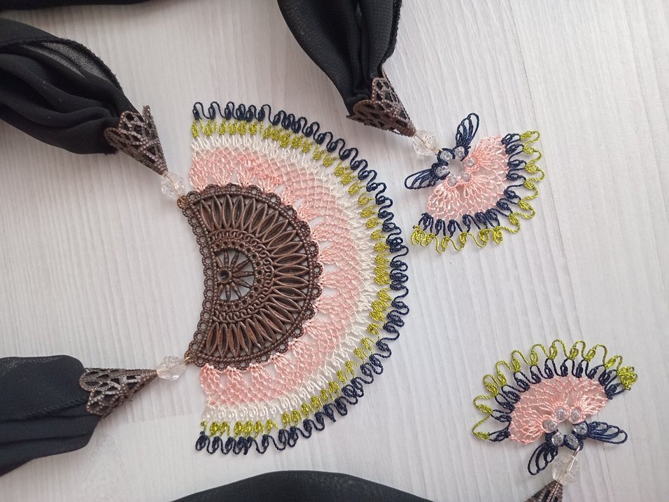 Boncuk İşlemeli Bohem Kadın Fular - Görsel 3