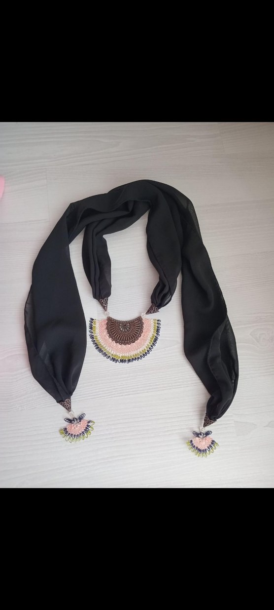 Boncuk İşlemeli Bohem Kadın Fular - Görsel 2