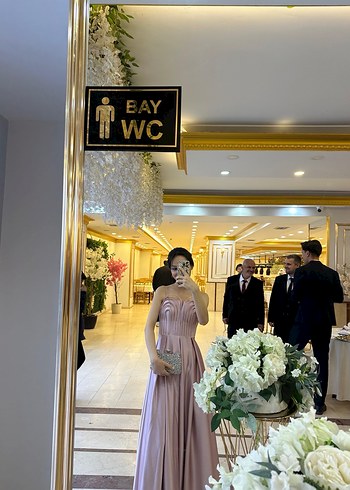 Pudra Pileli Uzun Abiye Elbise - Görsel 2