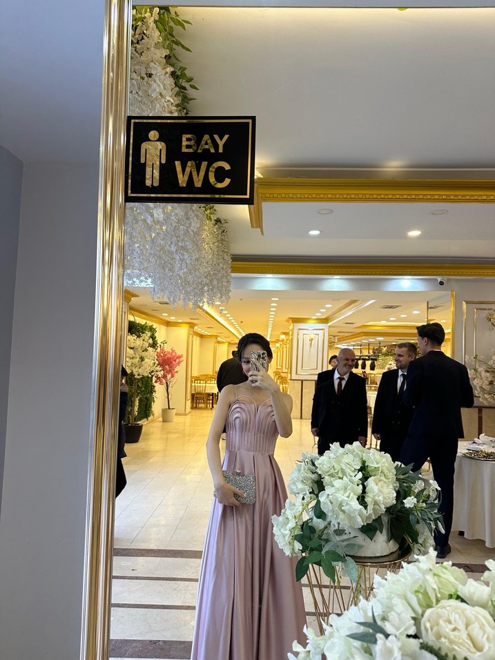 Pudra Pileli Uzun Abiye Elbise - Görsel 2