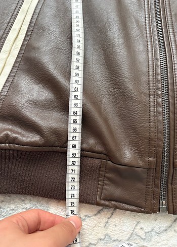 Kahverengi Deri Biker Ceket - Görsel 2