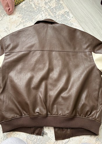 Kahverengi Deri Biker Ceket - Görsel 4