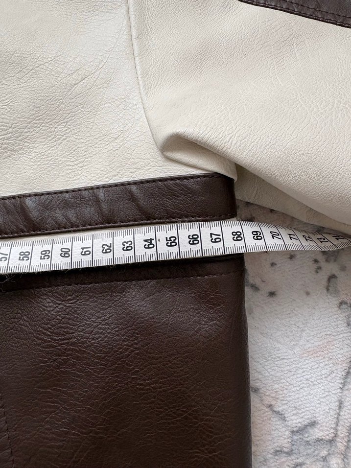 Kahverengi Deri Biker Ceket - Görsel 3