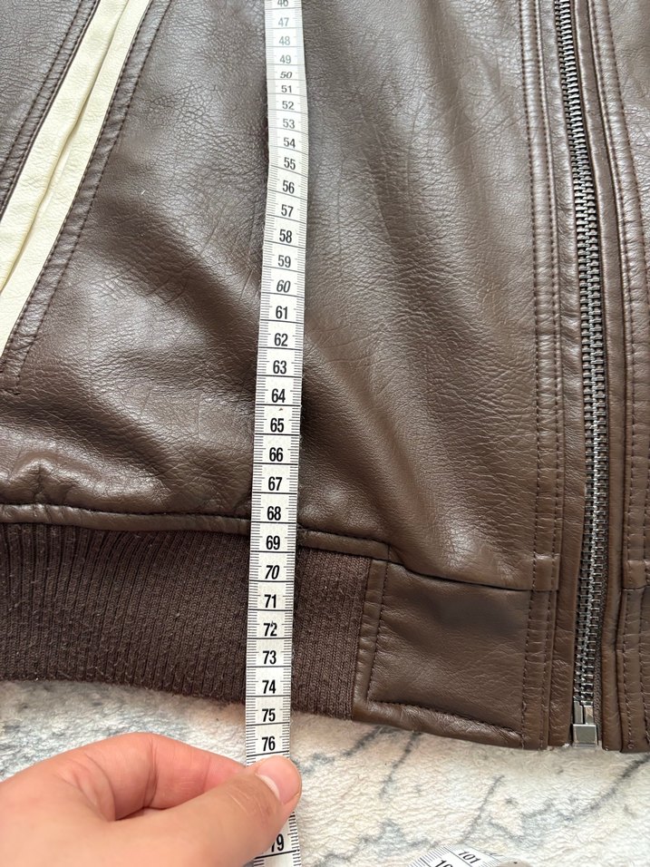 Kahverengi Deri Biker Ceket - Görsel 2