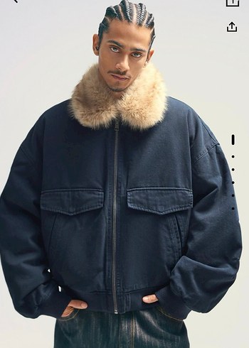 Bershka Lacivert Kurklu Bomber Ceket