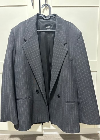 Zara Xs-S beden Zara Gri Çizgili Düğmeli Blazer Ceket
