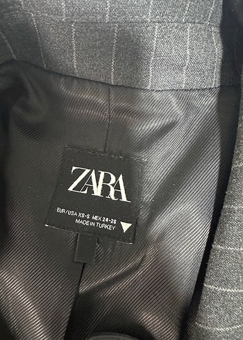 s Beden Xs-S beden Zara Gri Çizgili Düğmeli Blazer Ceket