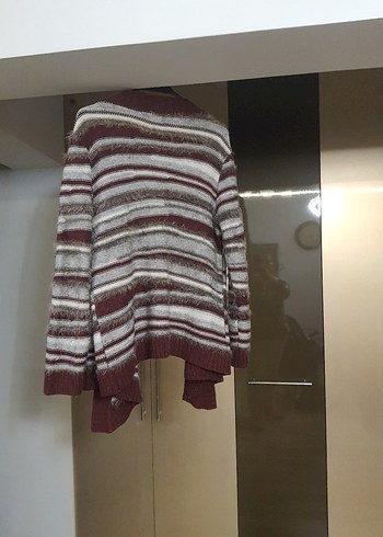 xl Beden Uzun Kollu Çizgili Kadın Triko Hırka