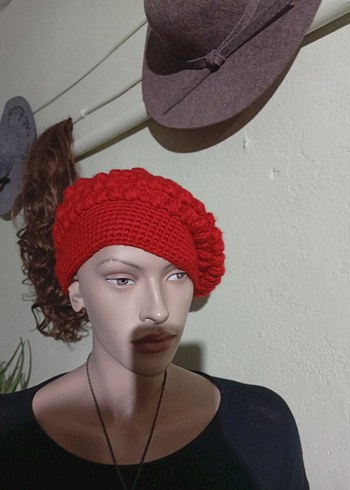 Kırmızı Örgü Eldivenleri tozluk Bere Seti - Görsel 6