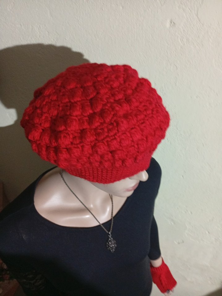 Kırmızı Örgü Eldivenleri tozluk Bere Seti - Görsel 5