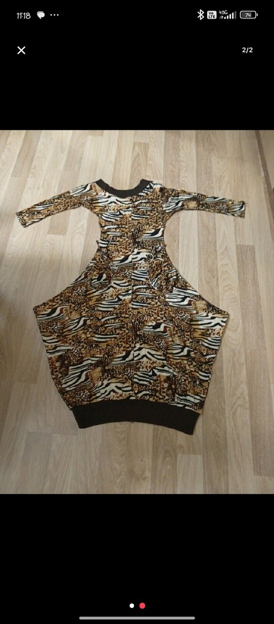 adil ışık leopar Desenli Uzun Elbise - Görsel 5