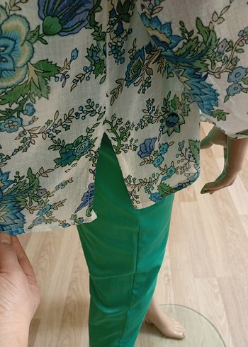 Bohem Çiçek Desenli Düğmeli Uzun Kollu Gömlek - Görsel 5