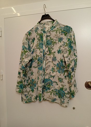 Bohem Çiçek Desenli Düğmeli Uzun Kollu Gömlek - Görsel 9