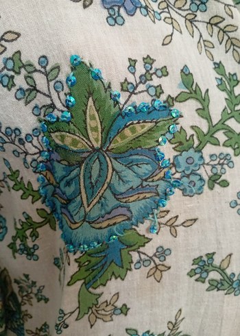 Bohem Çiçek Desenli Düğmeli Uzun Kollu Gömlek - Görsel 7