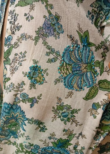 Bohem Çiçek Desenli Düğmeli Uzun Kollu Gömlek - Görsel 6