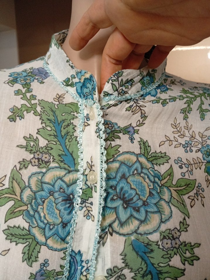 Bohem Çiçek Desenli Düğmeli Uzun Kollu Gömlek - Görsel 2