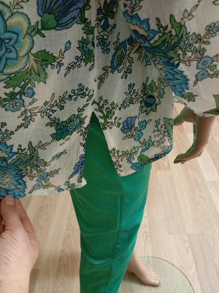 Bohem Çiçek Desenli Düğmeli Uzun Kollu Gömlek - Görsel 5