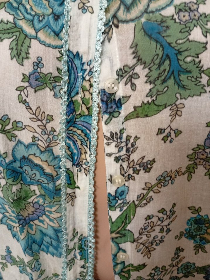 Bohem Çiçek Desenli Düğmeli Uzun Kollu Gömlek - Görsel 3