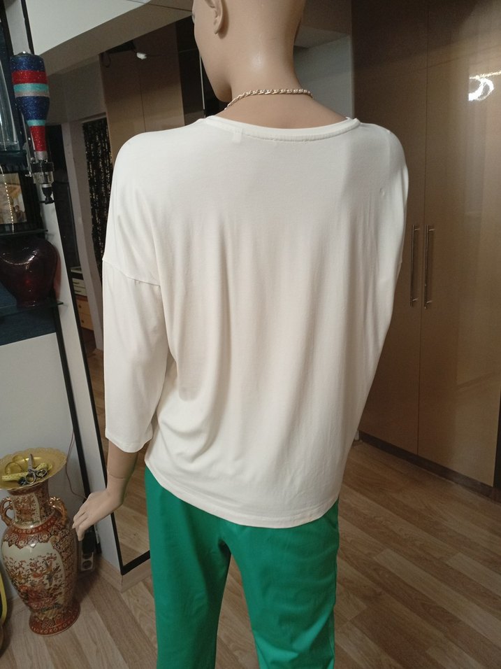 Pamuklu Yeşil Baskılı Kadın Tişört - Görsel 3