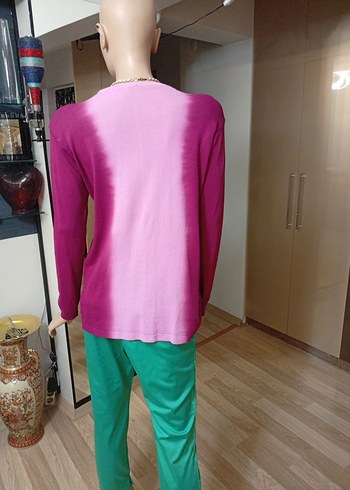 Düğmeli Pembe Midi Kadın kazak - Görsel 4