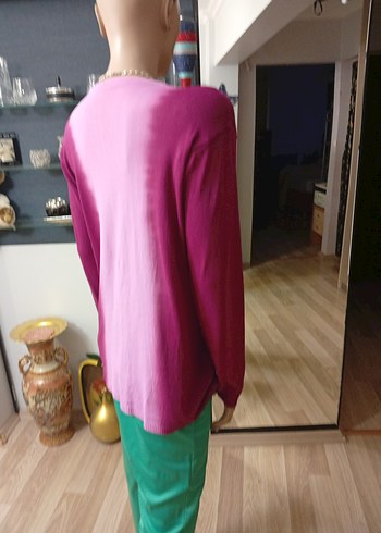 Düğmeli Pembe Midi Kadın kazak - Görsel 5