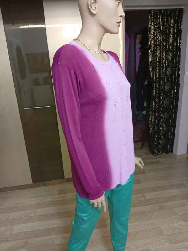 Düğmeli Pembe Midi Kadın kazak - Görsel 3