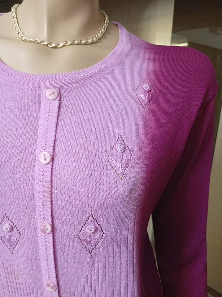 Düğmeli Pembe Midi Kadın kazak - Görsel 2