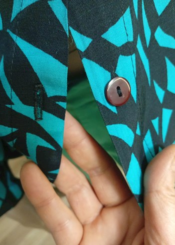 italyan bohem  Turkuaz Desenli Kadın Gömlek - Görsel 5