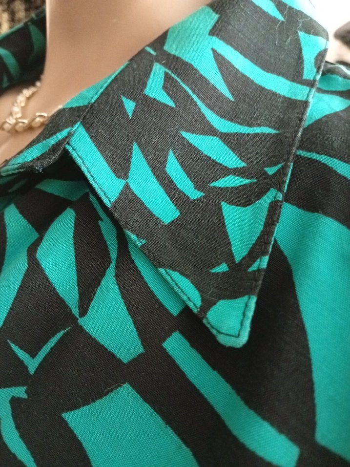 italyan bohem  Turkuaz Desenli Kadın Gömlek - Görsel 4