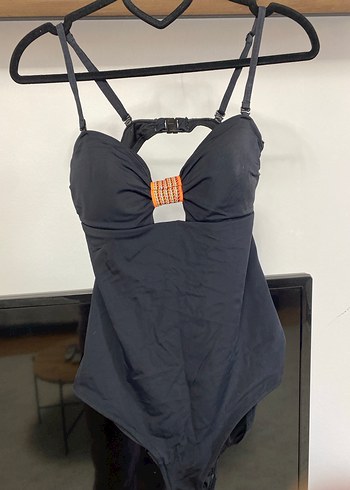 Tokalı Askılı Gri Kadın Mayo - Görsel 4