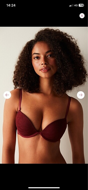 s Beden Penti bordo dolgulu push up sütyen